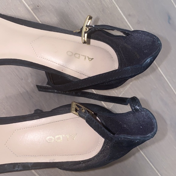 Open toe black/cream heels - Picture 2 of 4